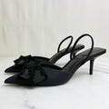 2025 Summer Women Slingback Shoes Black Bow Decoration Pointed Toe High Heels Formal Business Stiletto Female Party Sandals