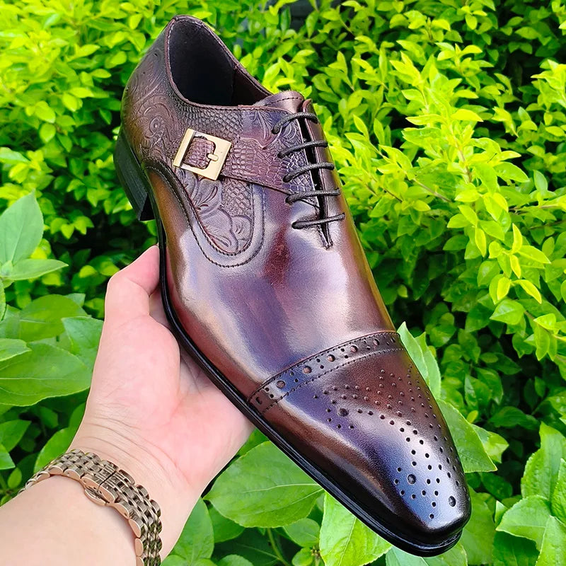 Men’s Classic Leather Dress Shoes – Formal Oxford Style for Office & Events (Black, Brown)