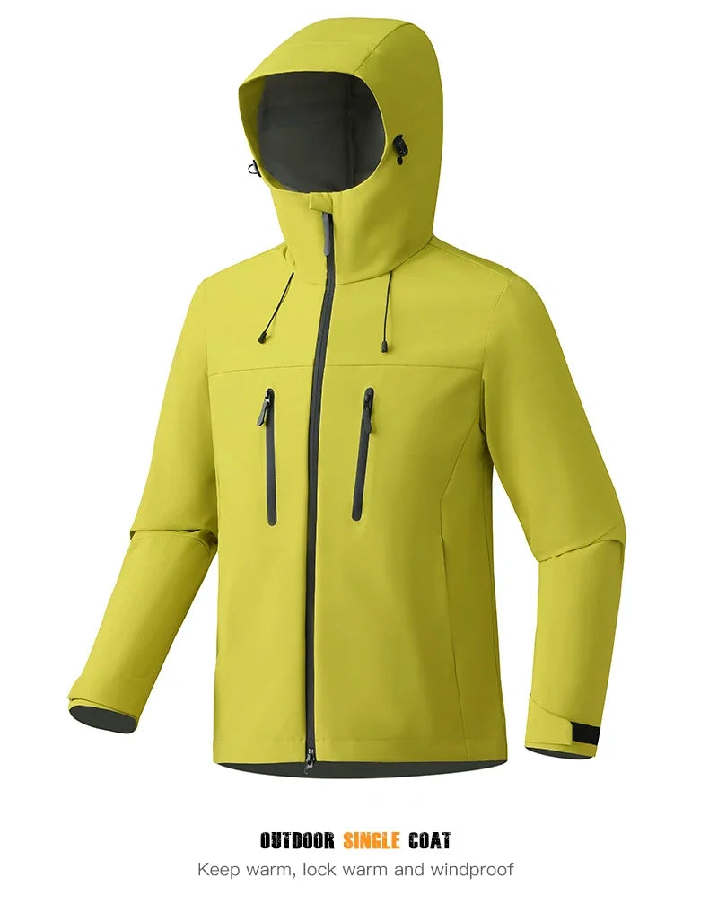 Unisex Waterproof Windbreaker Jacket - Single-Layer Raincoat for Hiking, Camping - Certified Moderate Rain Protection