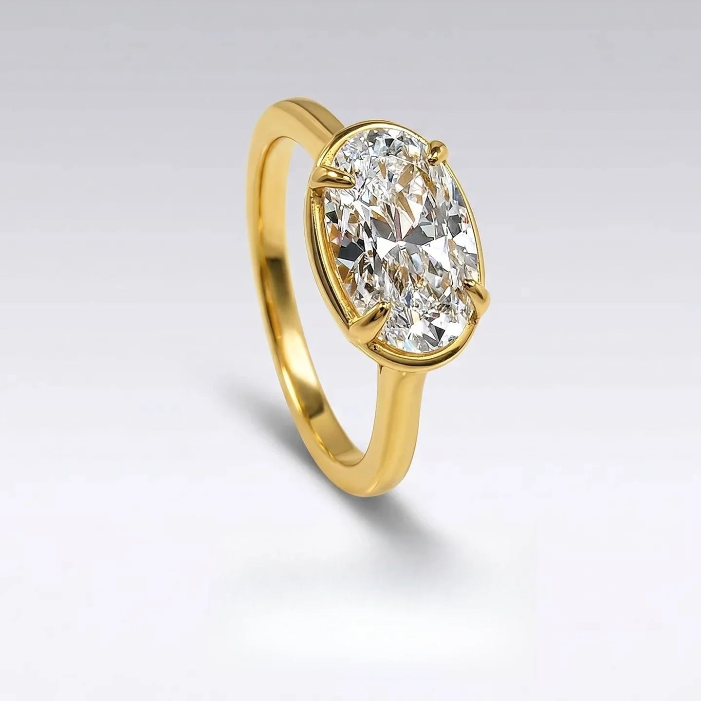 S925 Silver 7 * 11mm Elliptical White Zircon Ring Set with Classic Fashion Women's Jewelry