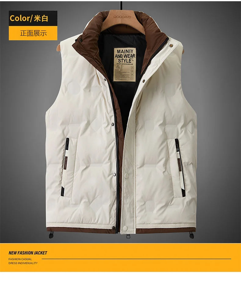 Winter Fashion Casual Men Down Vests Comfortable Warm White Duck Down Waistcoat Trend All-match Sleeveless Jacket High Quality