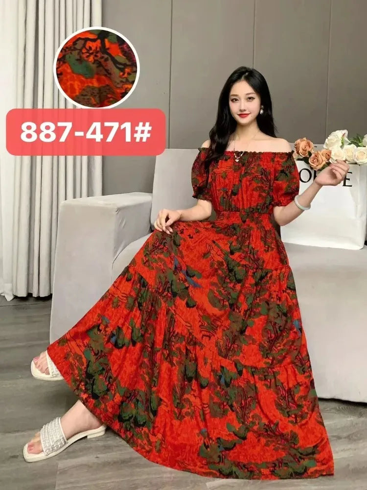 New Summer Dress Women Indian Clothes Cotton Linen Long Maxi Vintage Sexy Korean Casual Bohemian Floral Robe Vestidos Feminino