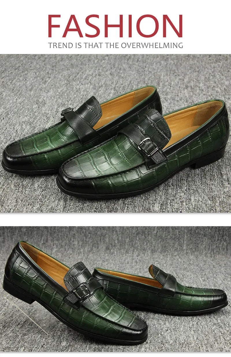 Men Penny Slip-On Leather Lined Loafer Luxury Men Shoes Loafer for Male Fashion Casual Alligator Printing Zapato Buckle Slip On