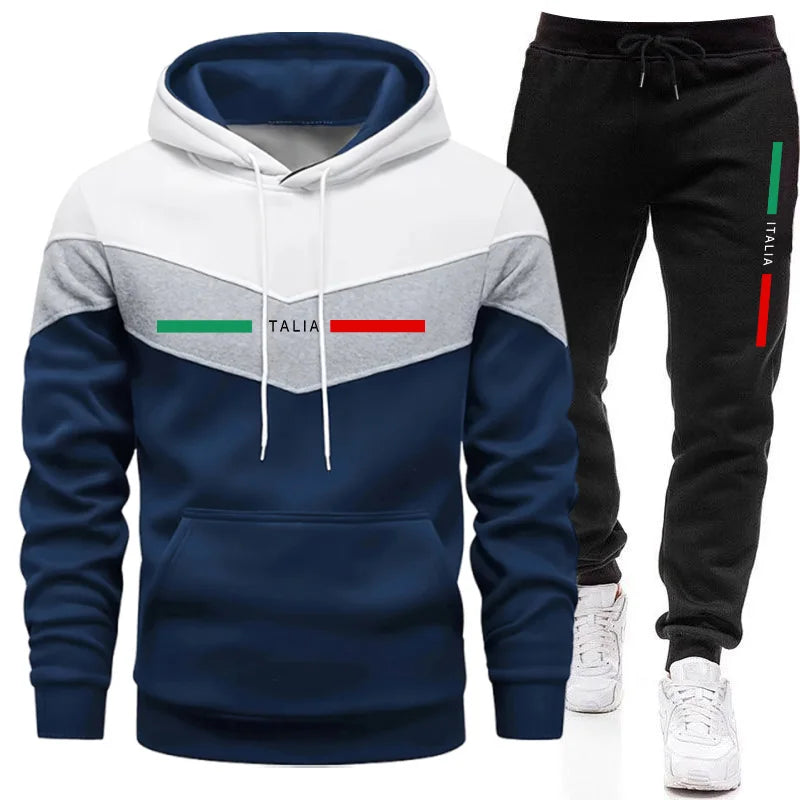 Casual Mens Tracksuit Print Sweatshirts Outdoors Fitness Sports Jogging Mens Clothing Hot Sales Warm Single Piece Hoodie Pants