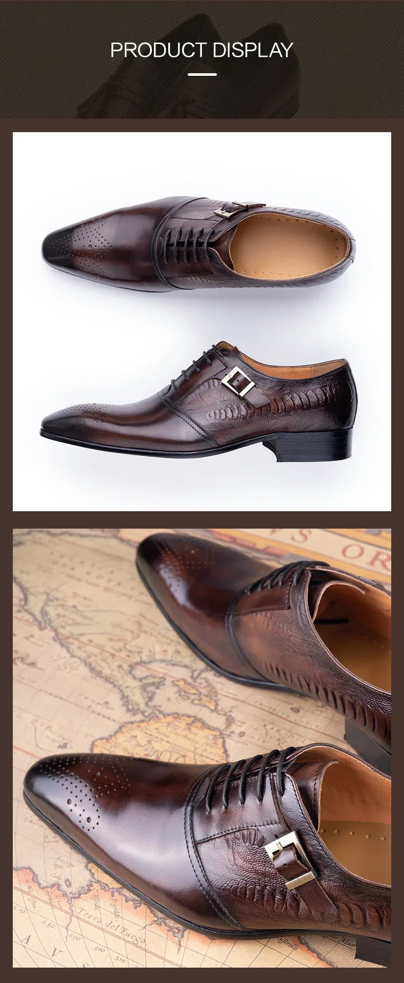 Male Genuine Leather Social Shoe Oxford Elegant Man Dress Shoes Hand Lace-up Pointed Party Wedding Shoes Black Coffee Shoes