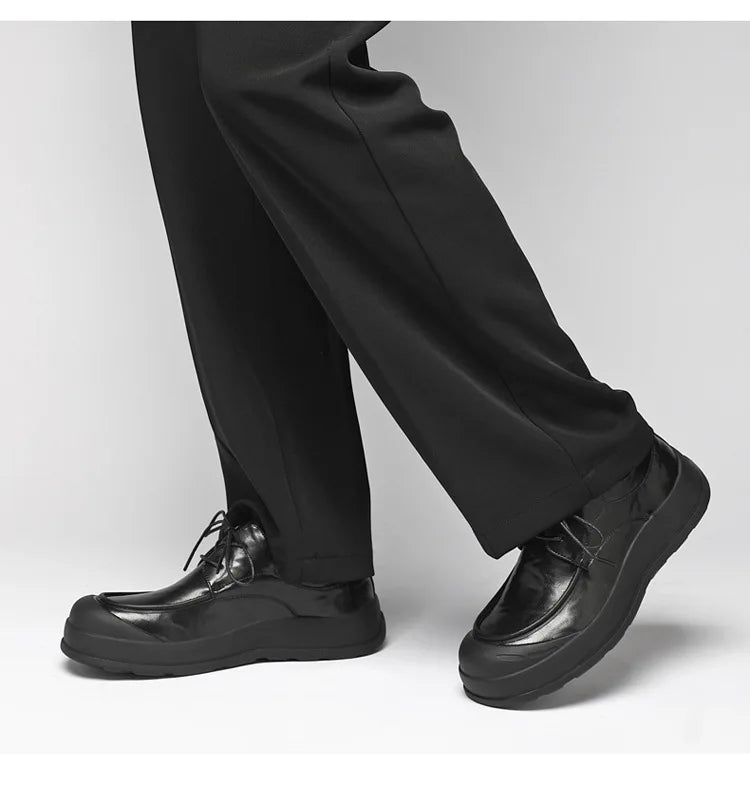 Spring New Designer Business Casual Shoes for Men Black Genuine Leather Shoes Male British Style Soft Sole Fashion Shoe Man