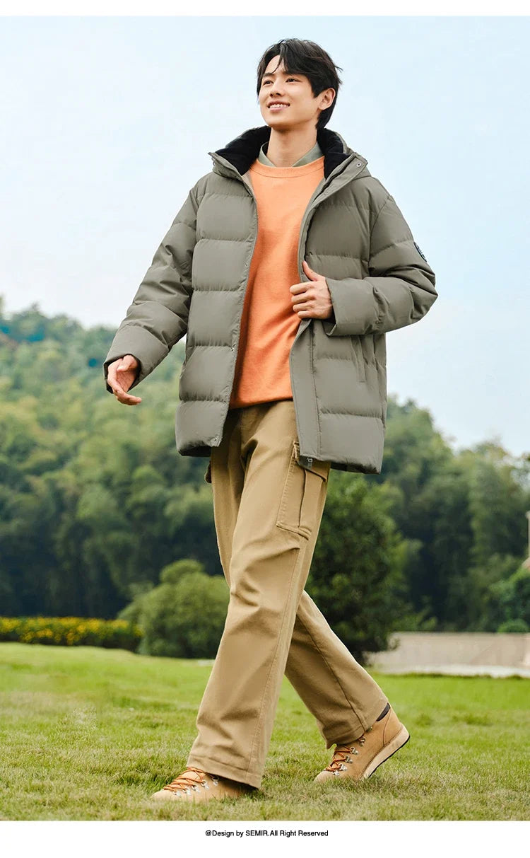 Down Jacket Men 2026 Winter New Hooded Mid-Length Thick Versatile Coat