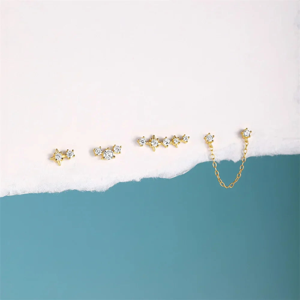 925 Sterling Silver WaterDrop/Flower/Pearl Earring Set For Women 18k Gold Plated 3 piece Earring Party Jewelry Gifts