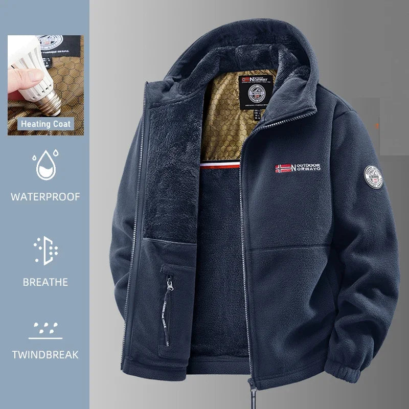 Winter Fleece Jacket Men Casual Thickened Wool Coat Athleisure Design Warm Fashion Hooded Jackets Snow Ski Suit Tactical Coat