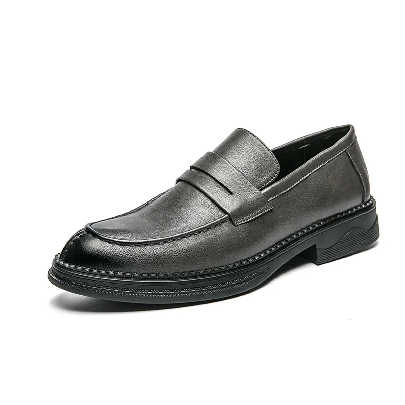 Premium Silver Business Shoes Men's Oxford Shoes Leather Brand Loafers Slip on High Quality Wedding Loafers Soft Sole Dress Shoe