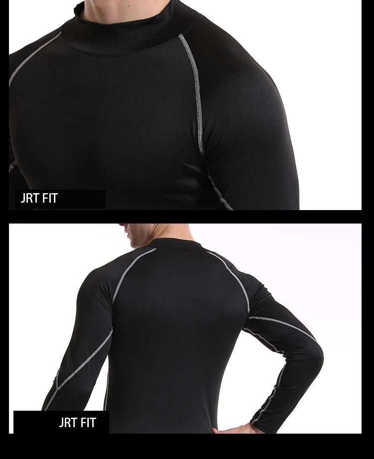 Running T-Shirt Mens Long Sleeve Compression Shirt Gym Sports Top Training Quick Dry Breathable Bodybuilding Fitness Clothing