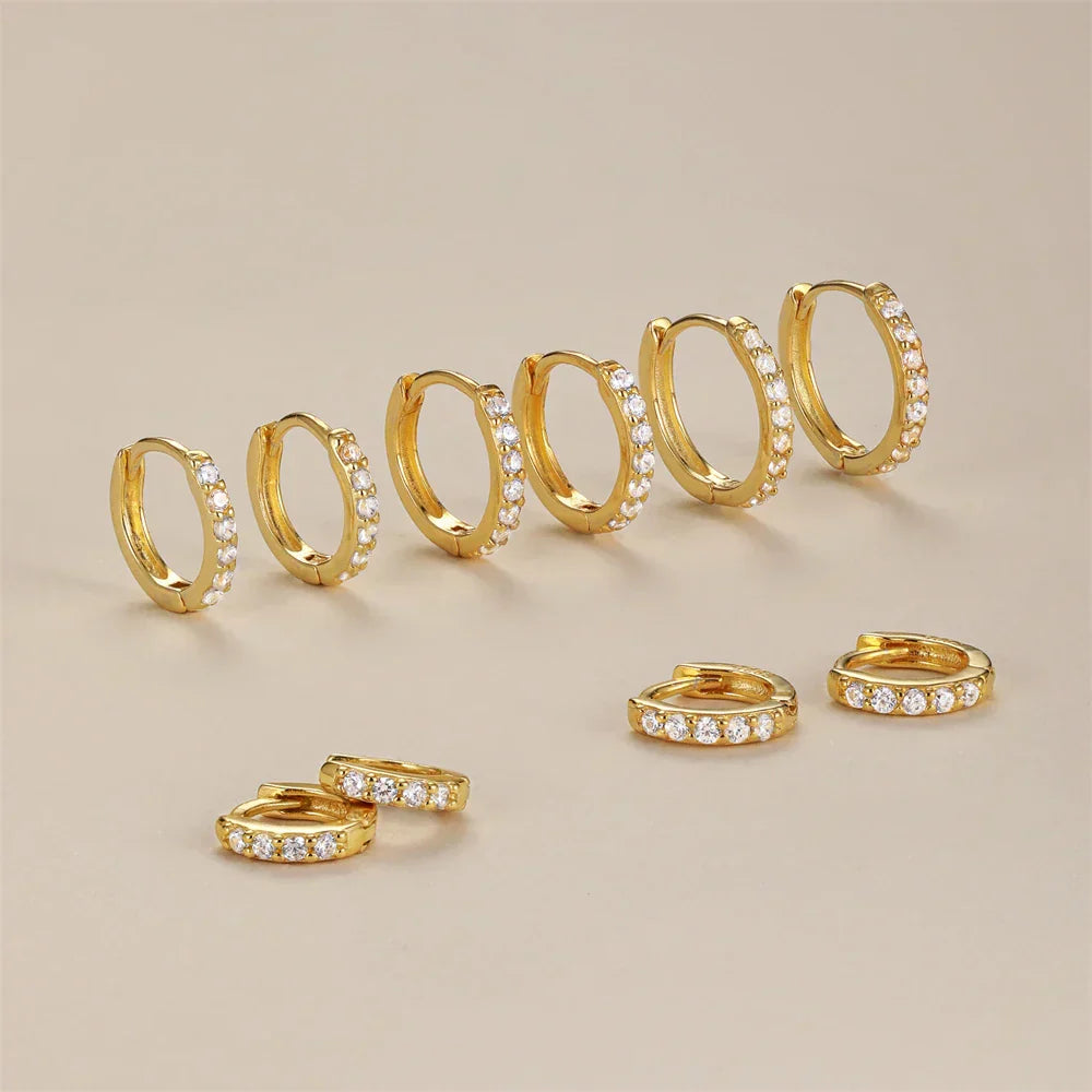 Silver 925 1 pair Women Small Hoops Earring Piercing Ear Cartilage Tragus Simple Thin Circle Anti-allergic Ear Buckle