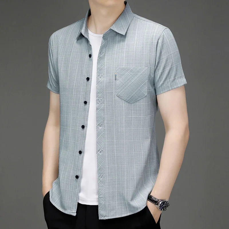 Men's Business Casual Short Sleeved Printed Shirt