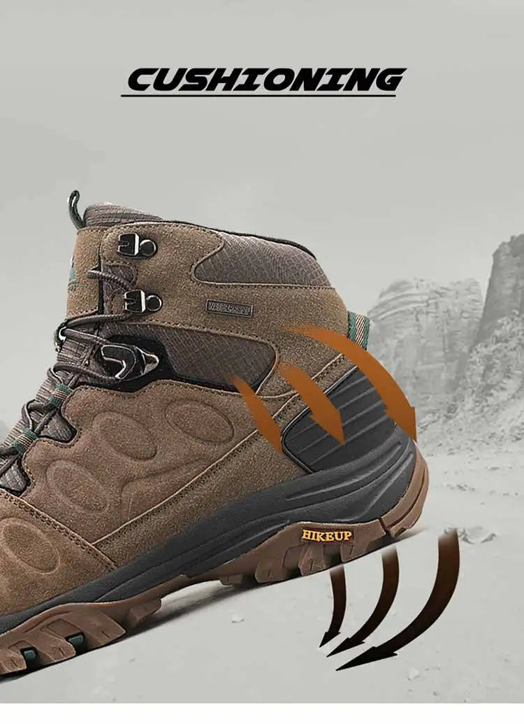 High-Top Men Hiking Boot Winter Outdoor Shoes Lace-Up Non-slip Sports Casual Trekking Boots Man Suede Warm Shoes