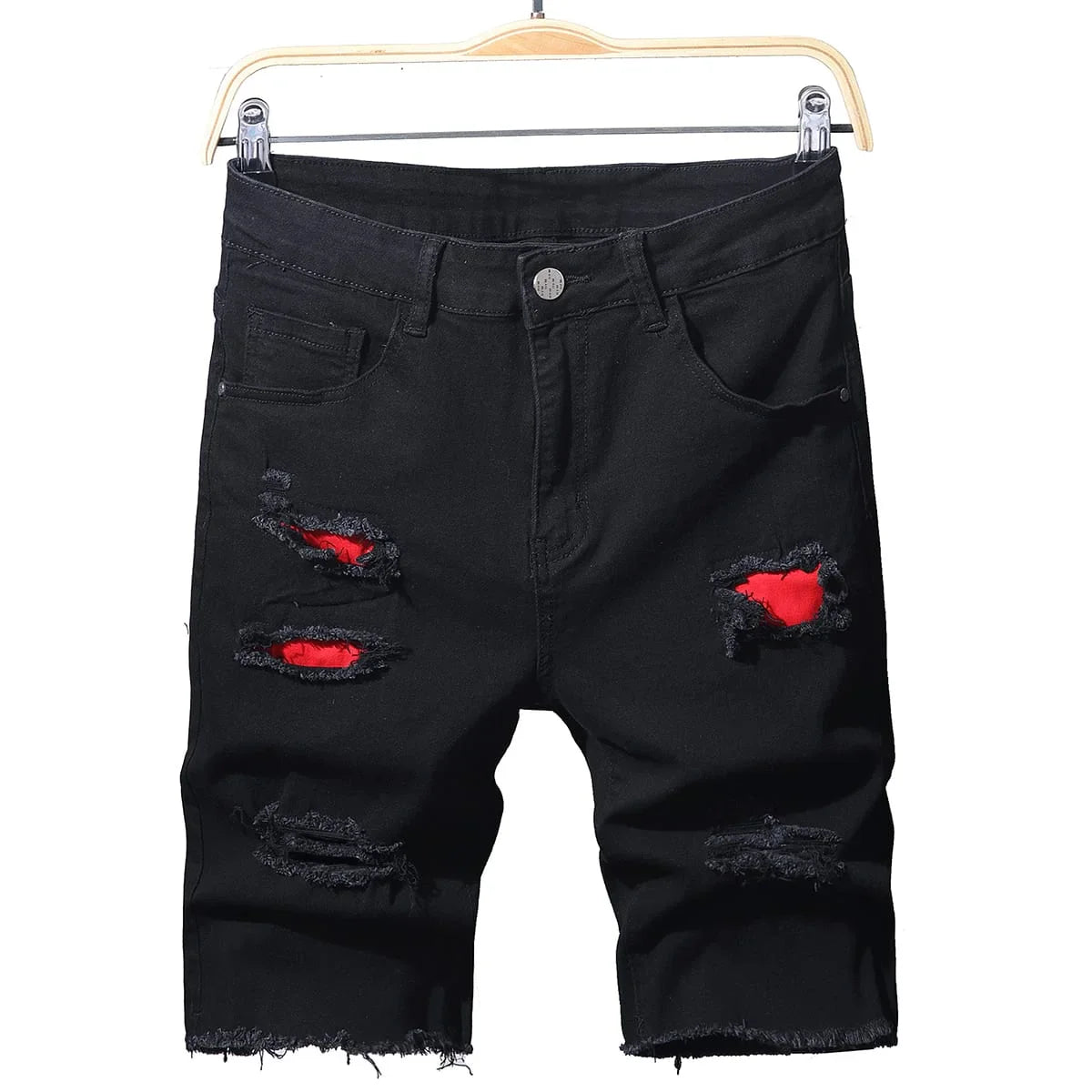 Summer Slim Stretch Men Short Jeans Fashionable Retro Patchwork Denim Shorts Streetwear Cotton Cargo Shorts Male