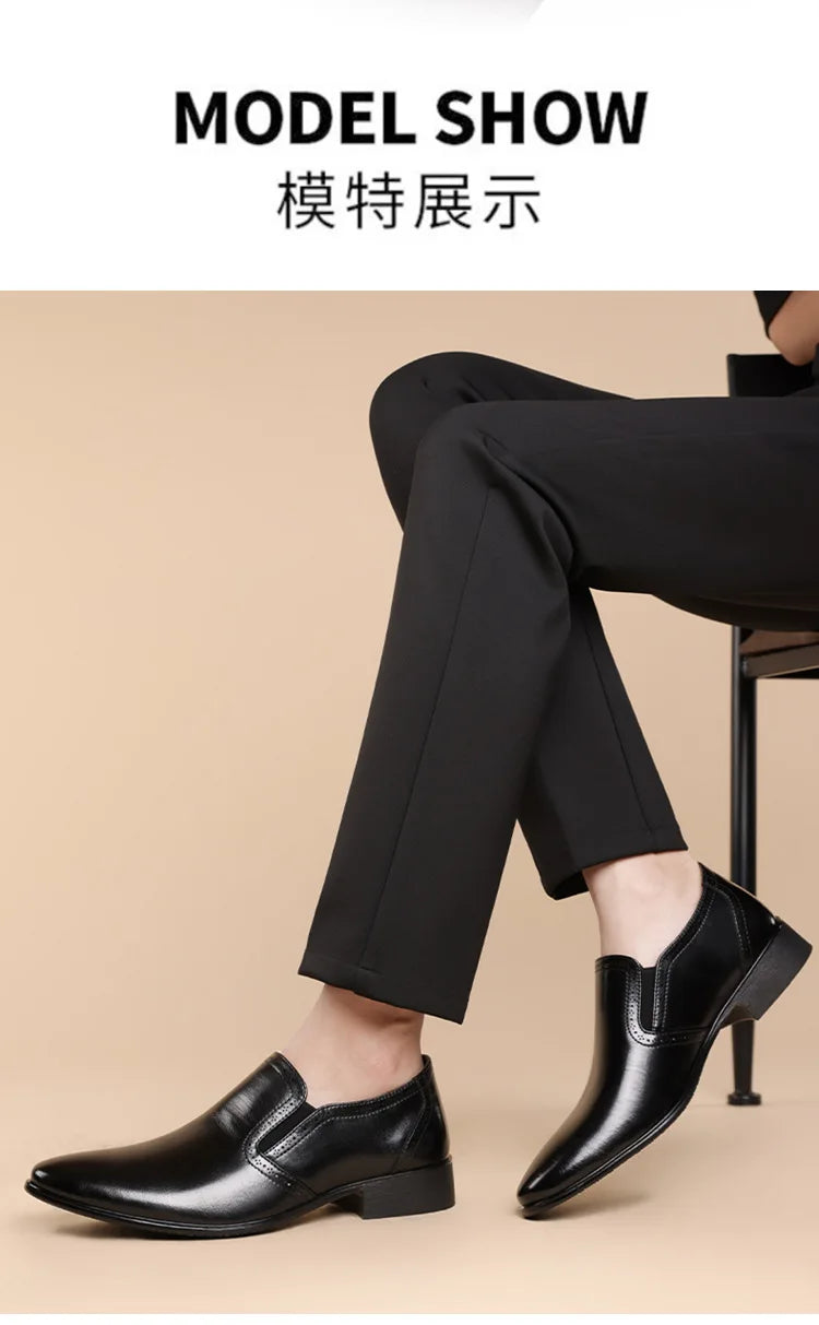 Spring Autumn New Designer Dress Shoes for Men Solid Color Fashion Formal Business Casual Leather Shoes Male