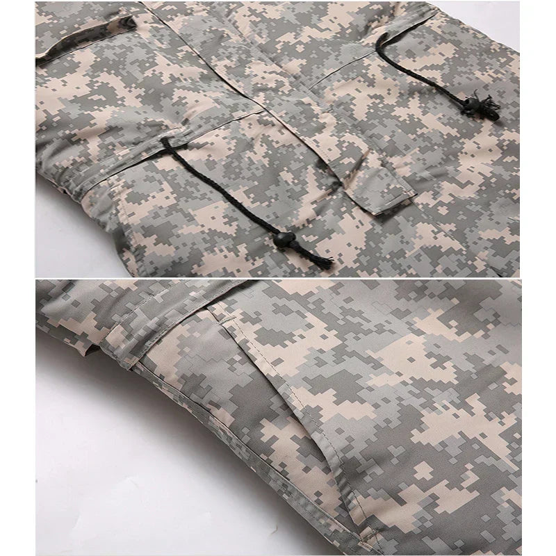 Men Winter Waterproof Thick Cotton Jumpsuit Clothing Outdoor Convenient Sports Camo Jacket Warm Cold Proof Hooded Work Clothes