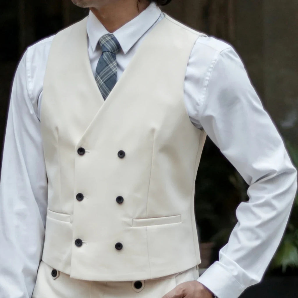 Men Vest Double Breasted V Neck Solid Waistcoat For Wedding Grrom Banquet Business Party Work Office Casual Daily Men Suit Vest