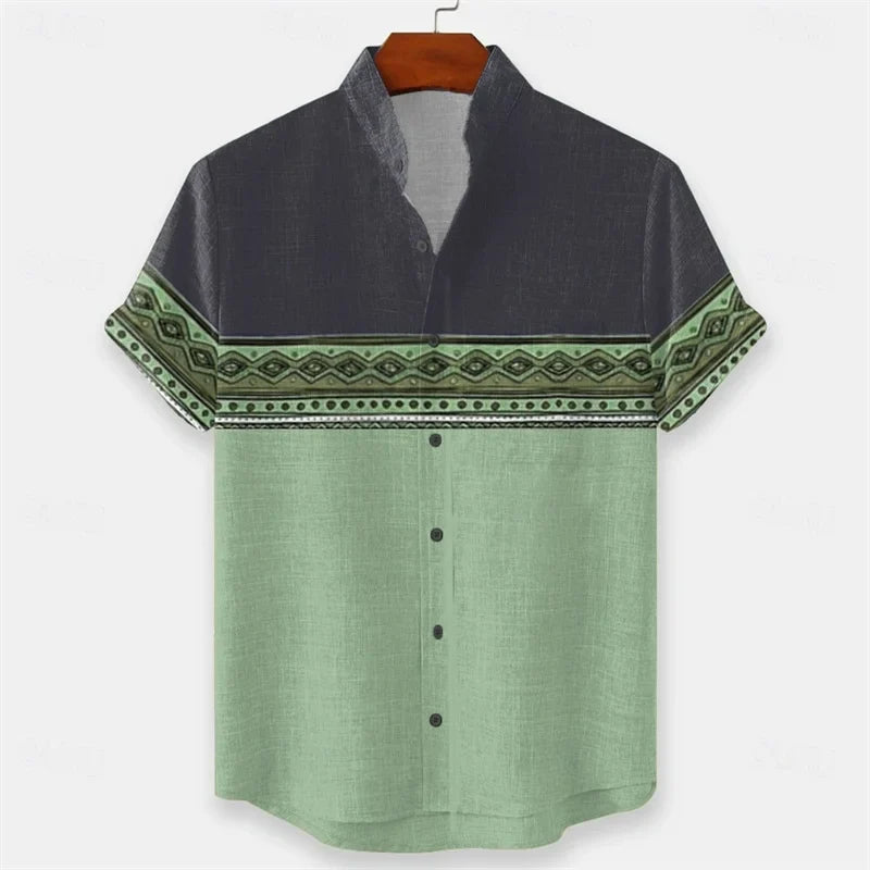 Men's Geometric Indian Ethnic Shirt Button Shirt