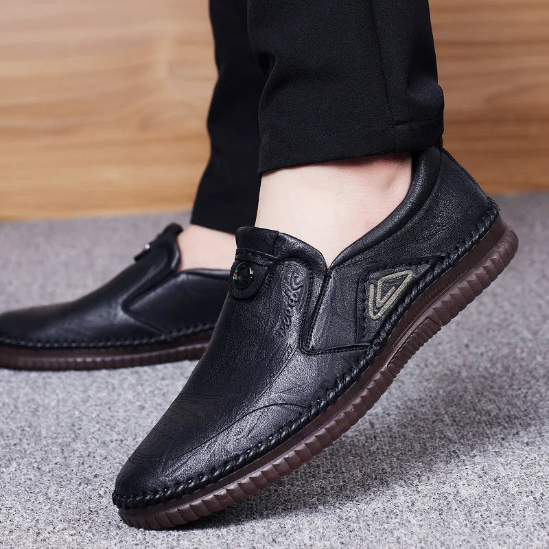 Man Retro Penny Handmade Loafer Genuine Cow Leather Non-Slip Soft Classic Shoes Sewing Comfortable Casual Slip-on Spring Summer