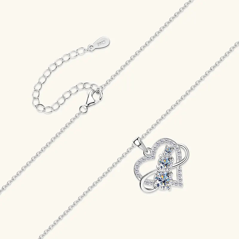 Certified Moissanite Infinite Love Heart Pendant Necklace Real S925 Sterling Silver for Women Fine Jewelry Gifts Cadena
