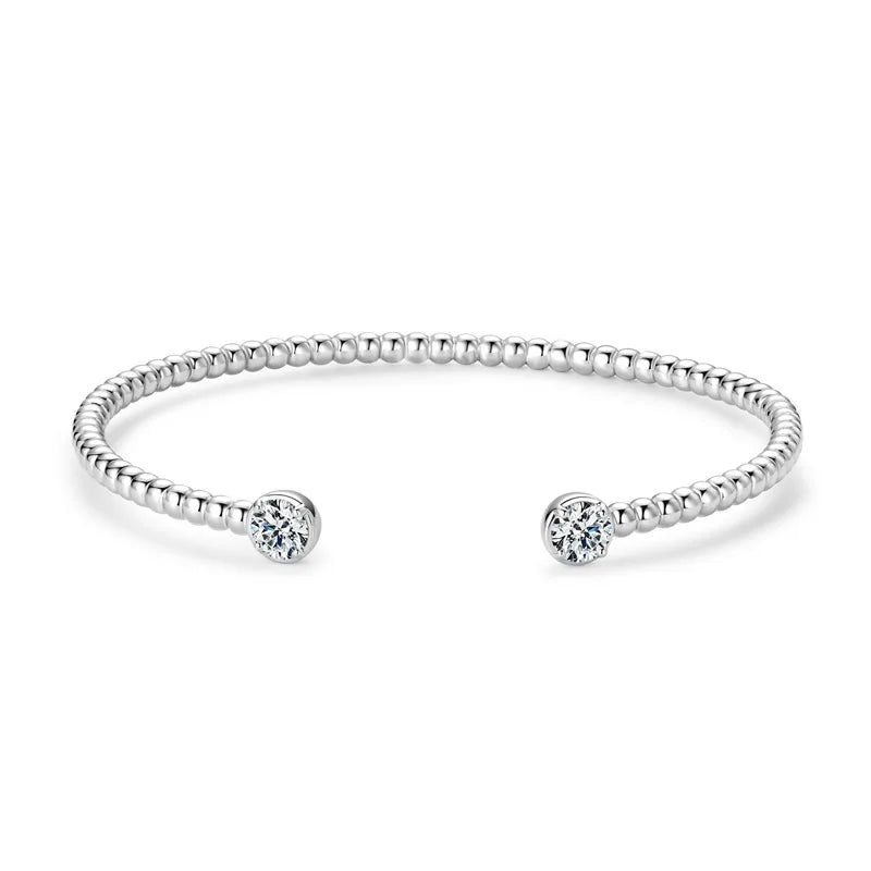 1CTTW 18k Plated Moissanite Bangles for Women 100% Solid S925 Silver Stackable Jewelry Adjustable Lab Diamond Bracelets