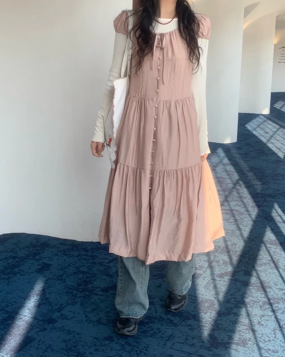 Spring 2025 Chic A-Line Dr Korean Sle Long Svel Women's Faionable Gown Ele Personali Commute Suitable Dr
