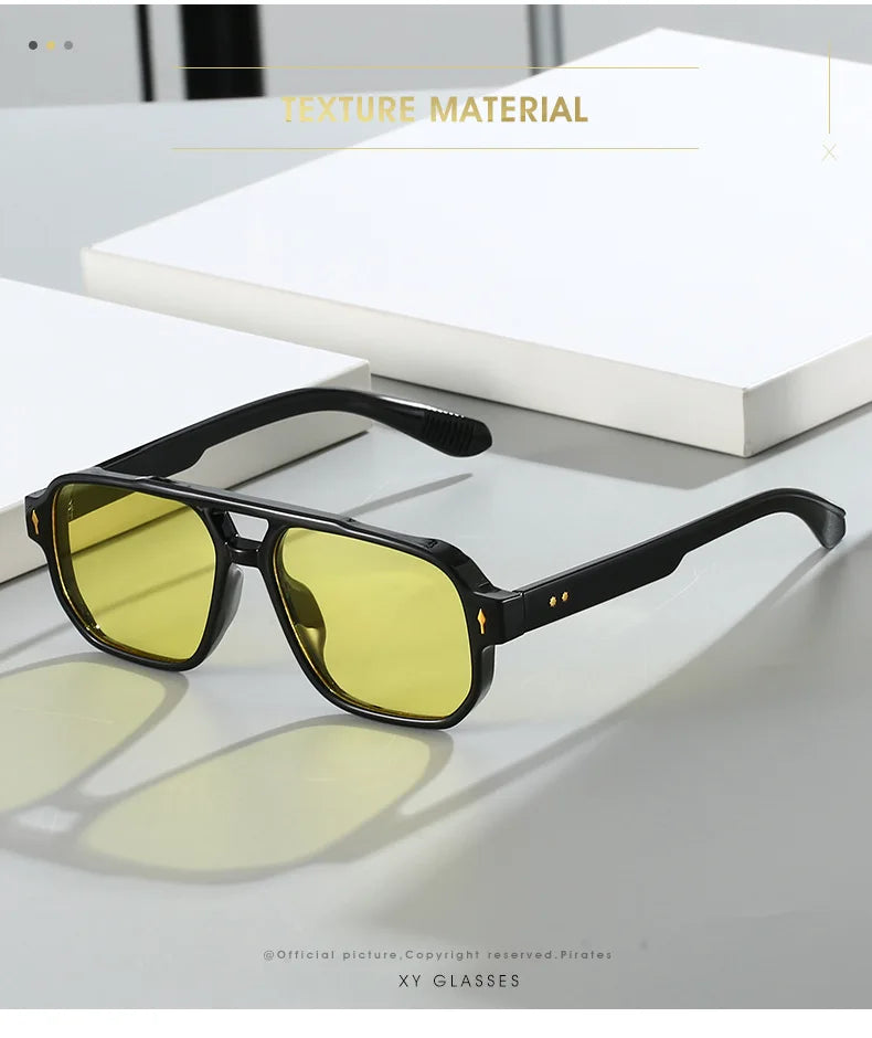 Fashion Square Sunglasses Women Men Driving Rivets Arrow Decoration Casual Travel Suitable for All Sun Glasses Uv400