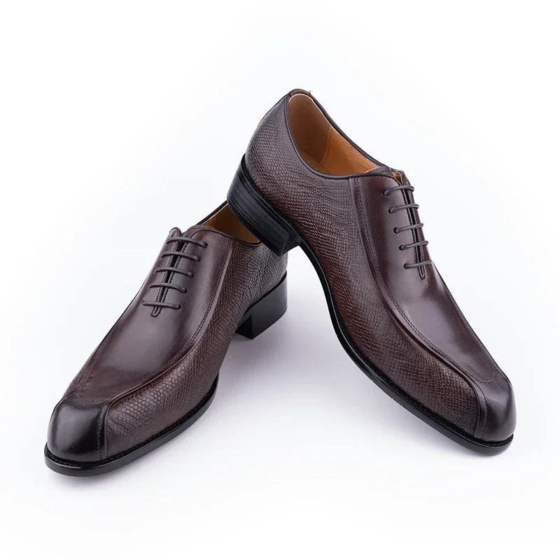 Deluxe Men's Leather Shoes Formal Dress Shoes Wedding Party  Oxford Handmade Comfortable Lace Up Genuine Leather Men's Shoe