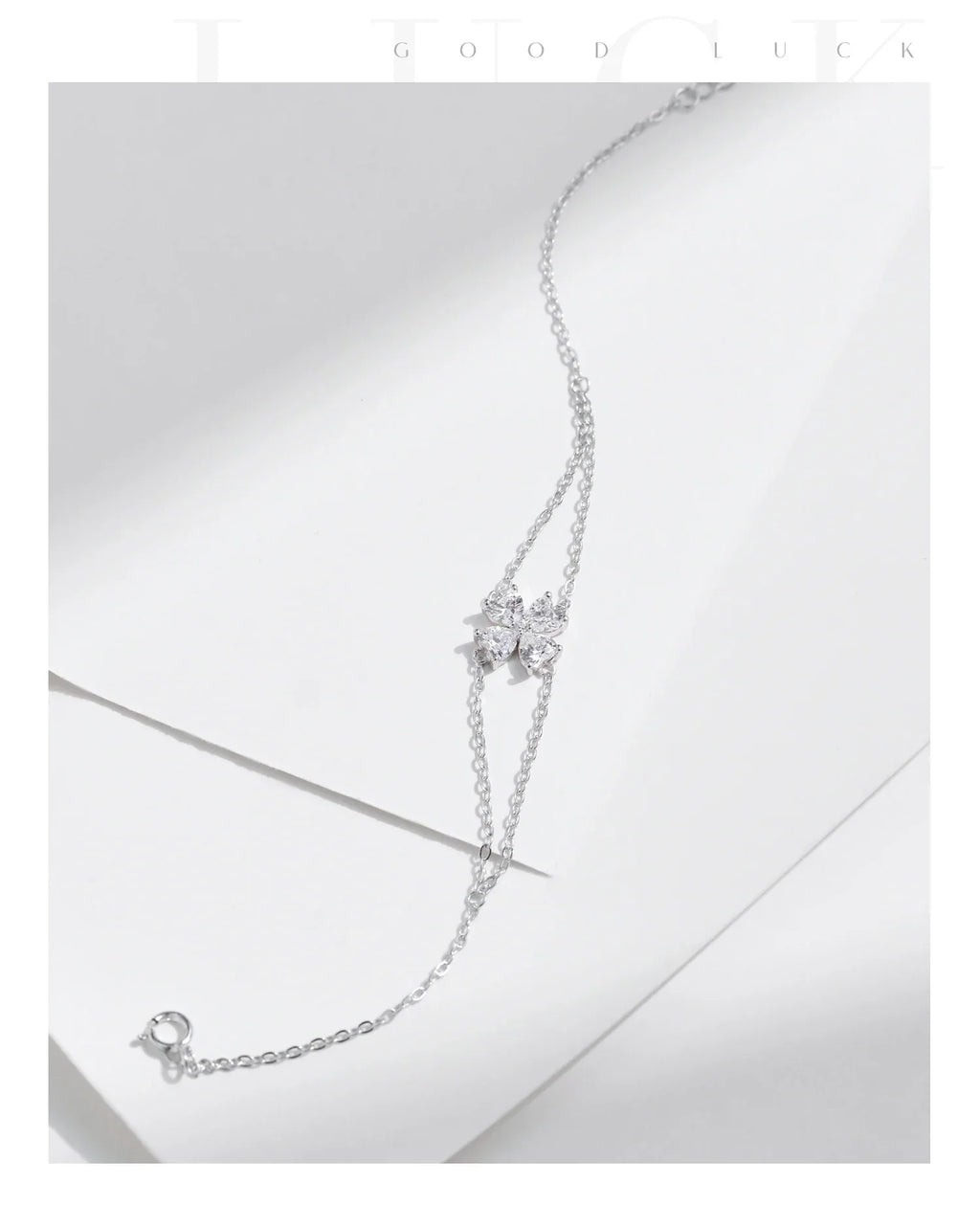 925 Sterling Silver Double Layer Flowers Hearts CZ Romantic Bracelet Luxury Adjustable Chain Link for Women Jewelry