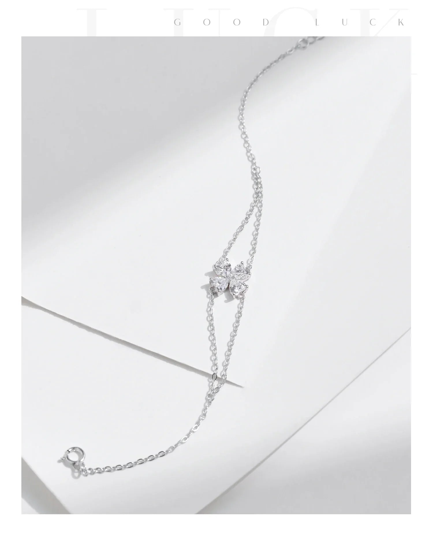 925 Sterling Silver Double Layer Flowers Hearts CZ Romantic Bracelet Luxury Adjustable Chain Link for Women Jewelry
