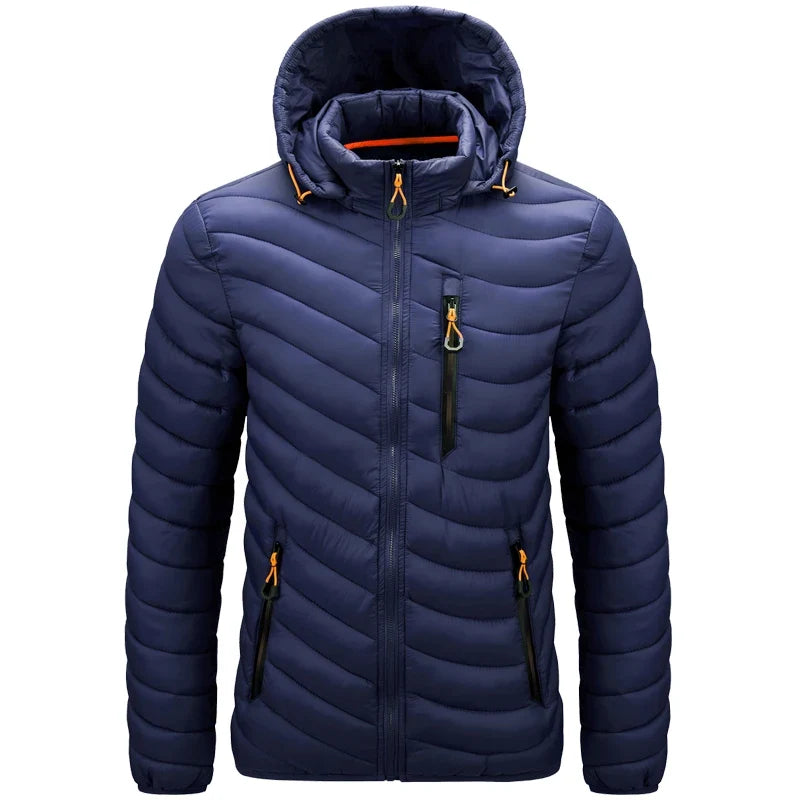 Mens Lightweight Outdoor Puffer Jacket Hooded Insulated Thermal Puffy Winter Heated Running Travle Casual Cotton Outdoor Coat