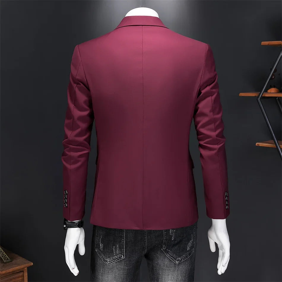 15 Color Fashion Mens Suit Jacket High Quality Slim Fit Solid Color Casual Business Mens Blazers Formal Office Wedding Suit Tops