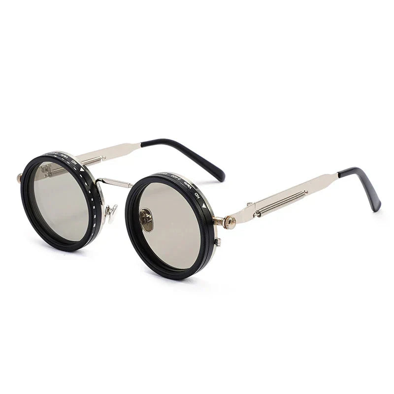 Metal Round Punk ND9-level Adjustable Dimming Sunglasses Women Polarized UV400 Fashion Men Outdoor Sun Glasses