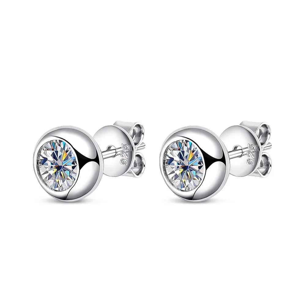0.3/0.5 Carat Round Moissanite Diamond Stud Earrings For Women S925 Sterling Silver Pendientes Wedding Party Fine Jewelry
