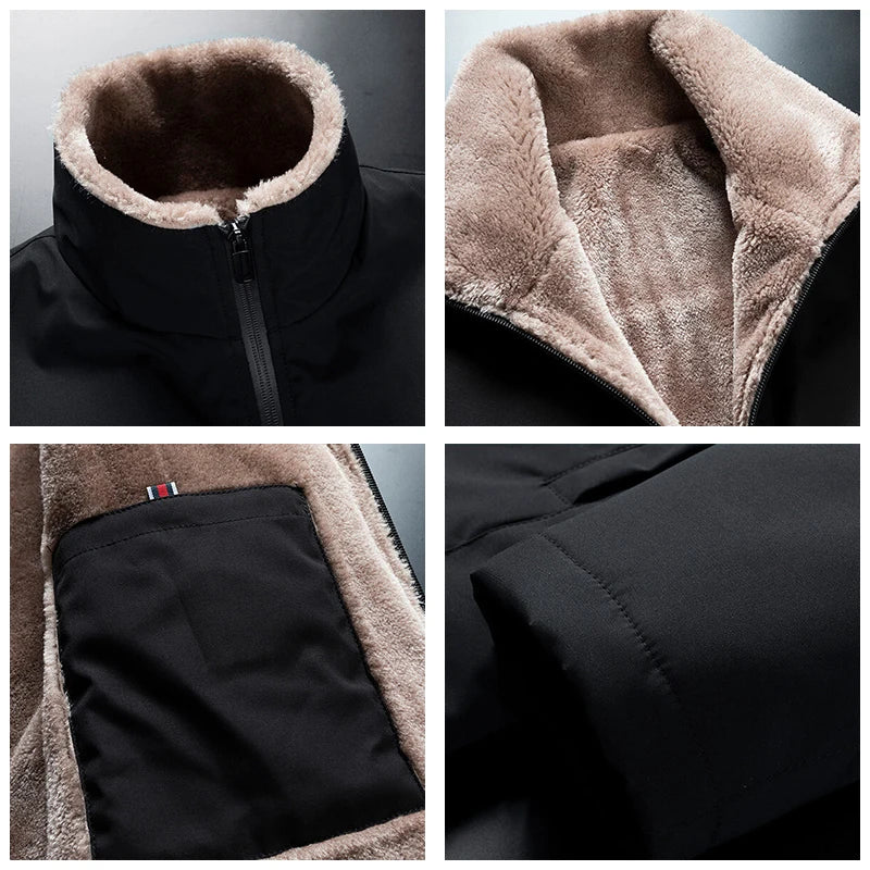 Men 2025 Winter Windproof Warm Thick Fleece Jacket Men Fashion Casual Coat Men Autumn Brand Outwear Outdoor Classic Jacket Men