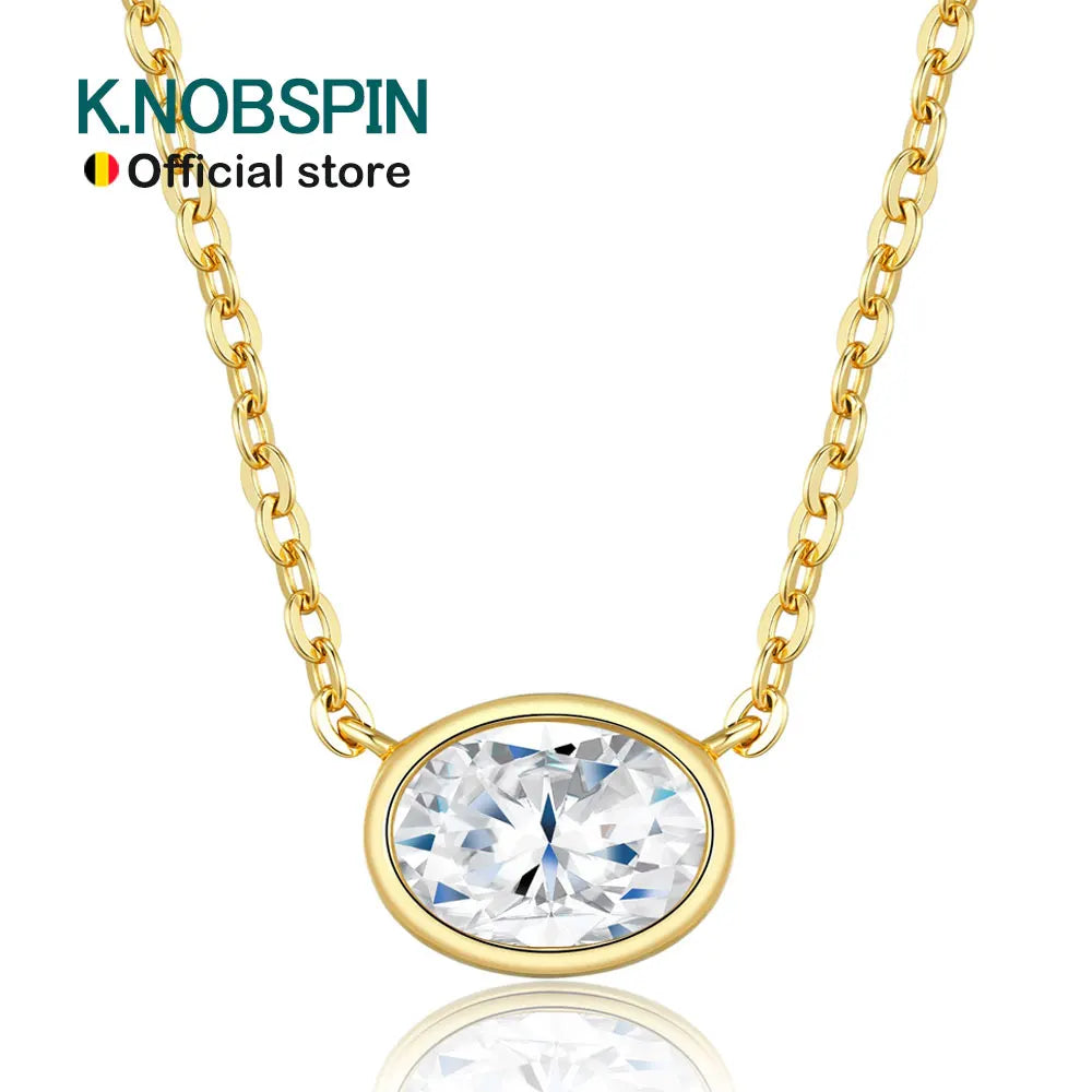 2ct Oval Cut Moissanite Solitaire Pendant Necklaces for Women s925 Sterling Silver 18K White Gold Plated Gift Jewelry