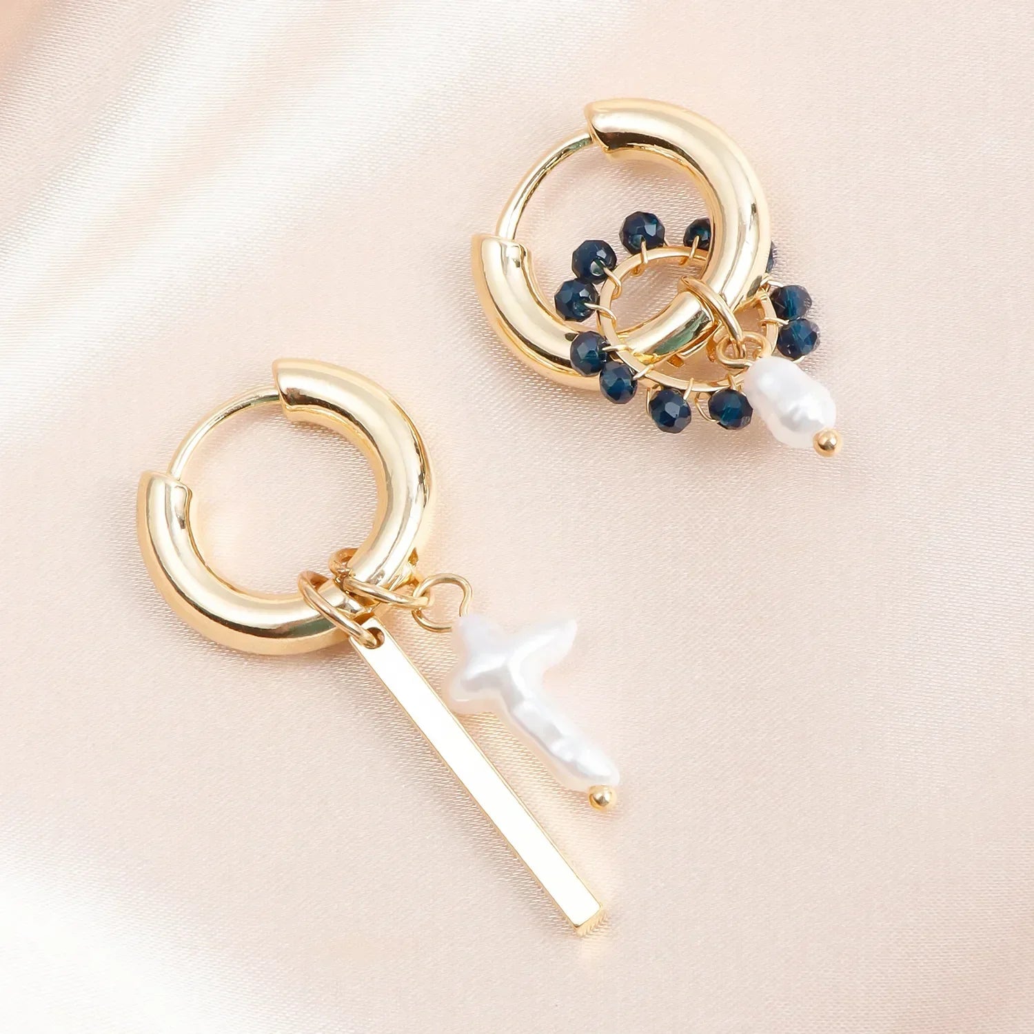 Geometric Crystal Asymmetric Dual-use Ear Buckle Earrings for Women Jewelry