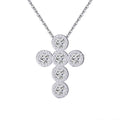 925 Sterling Silver Round CZ Cross Necklace for Women Dainty Simple Brilliant Prayer Religious Pendant Jewelry SN343