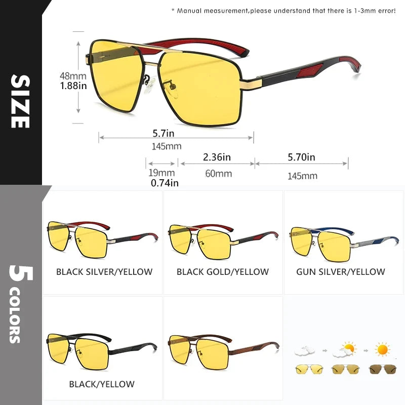 Outdoor Sport Intelligent Photochromic Sunglasses Polarized Man Night Vision Glasses Woman Anti-Glare Driving Goggle Unisex