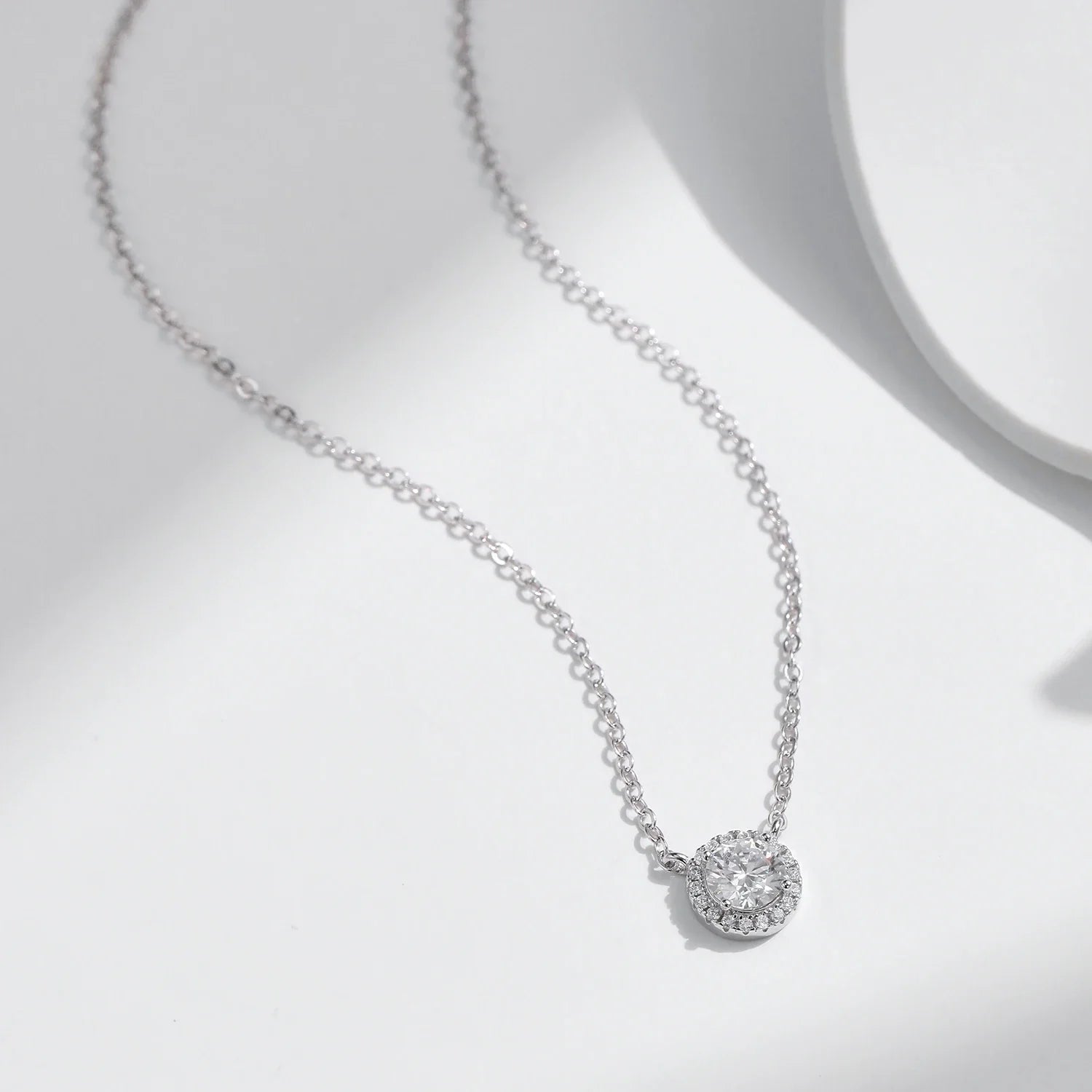 MODIAN Square & Round Halo Moissanite 925 Sterling Silver Pendant Necklace D Color VVS1 Lab Diamond Necklace For Women Jewelry