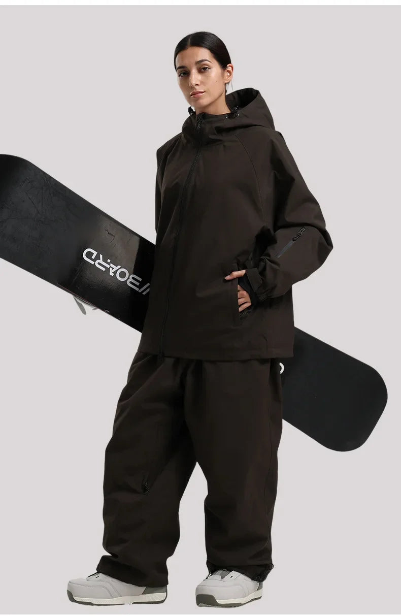 SNOW Winter Ski Jacket Men Waterproof Insulated Snow Tops Super Loose Snowboard Clothes Breathable Windproof Skiing Hoodies