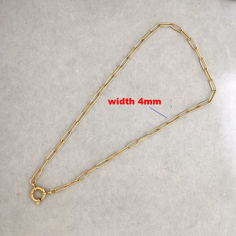 Necklace Women Men Choker Stainless Steel Geometric Rolo Link Cuba Paperclip Chain