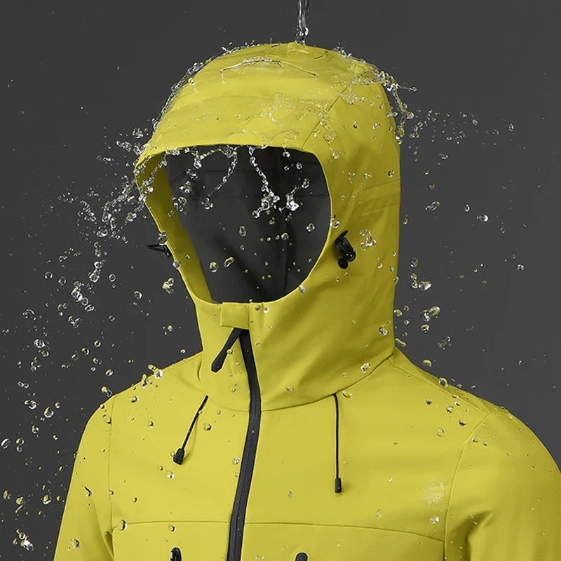 Unisex Waterproof Windbreaker Jacket - Single-Layer Raincoat for Hiking, Camping - Certified Moderate Rain Protection
