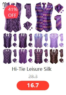 Fashion Silk Vest For Men Classic Gold Champane Yellow Waistcoat Jacket Tie Hankerchief Cufflinks Sets Dress Suit Wedding Hi-Tie