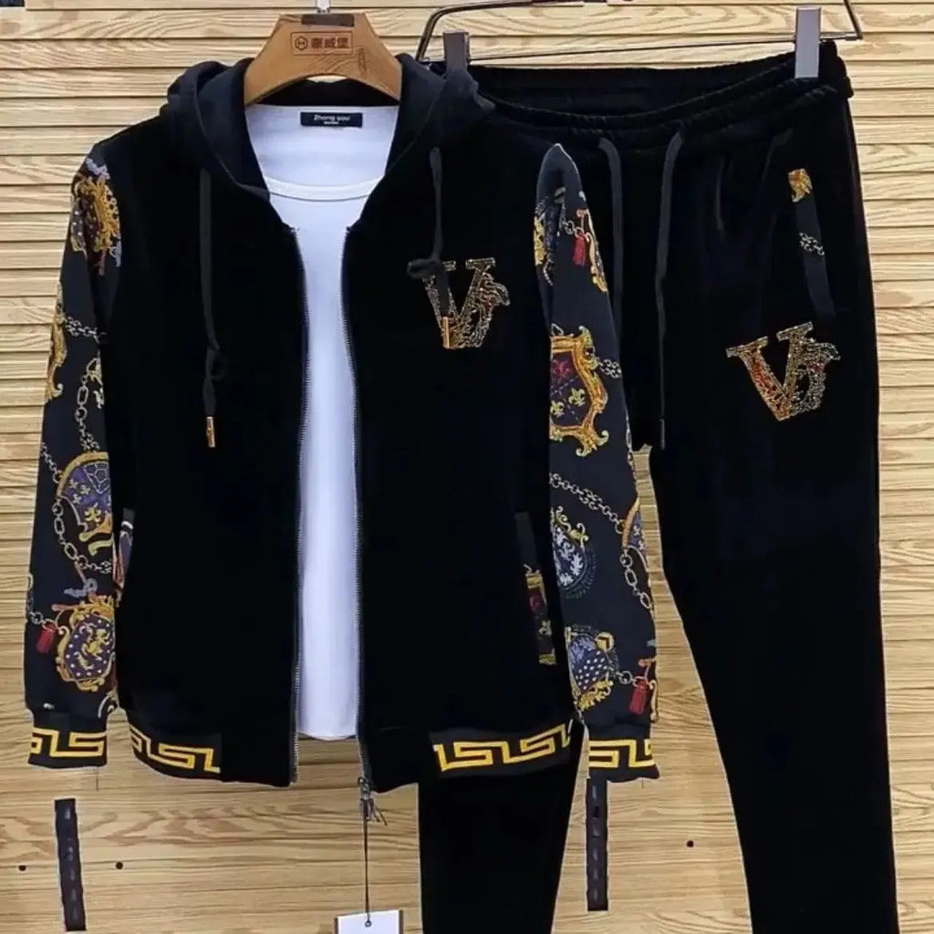 Men's autumn casual two-piece set, new coat, pants, fashionable youth suit.