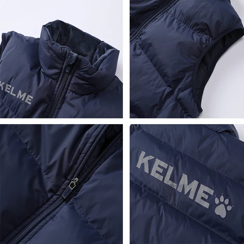 Men Winter Down Vest Sport Training Lightweight Waterproof Outwear Short Stand Collar Casual Coat Windproof Warm Jacket