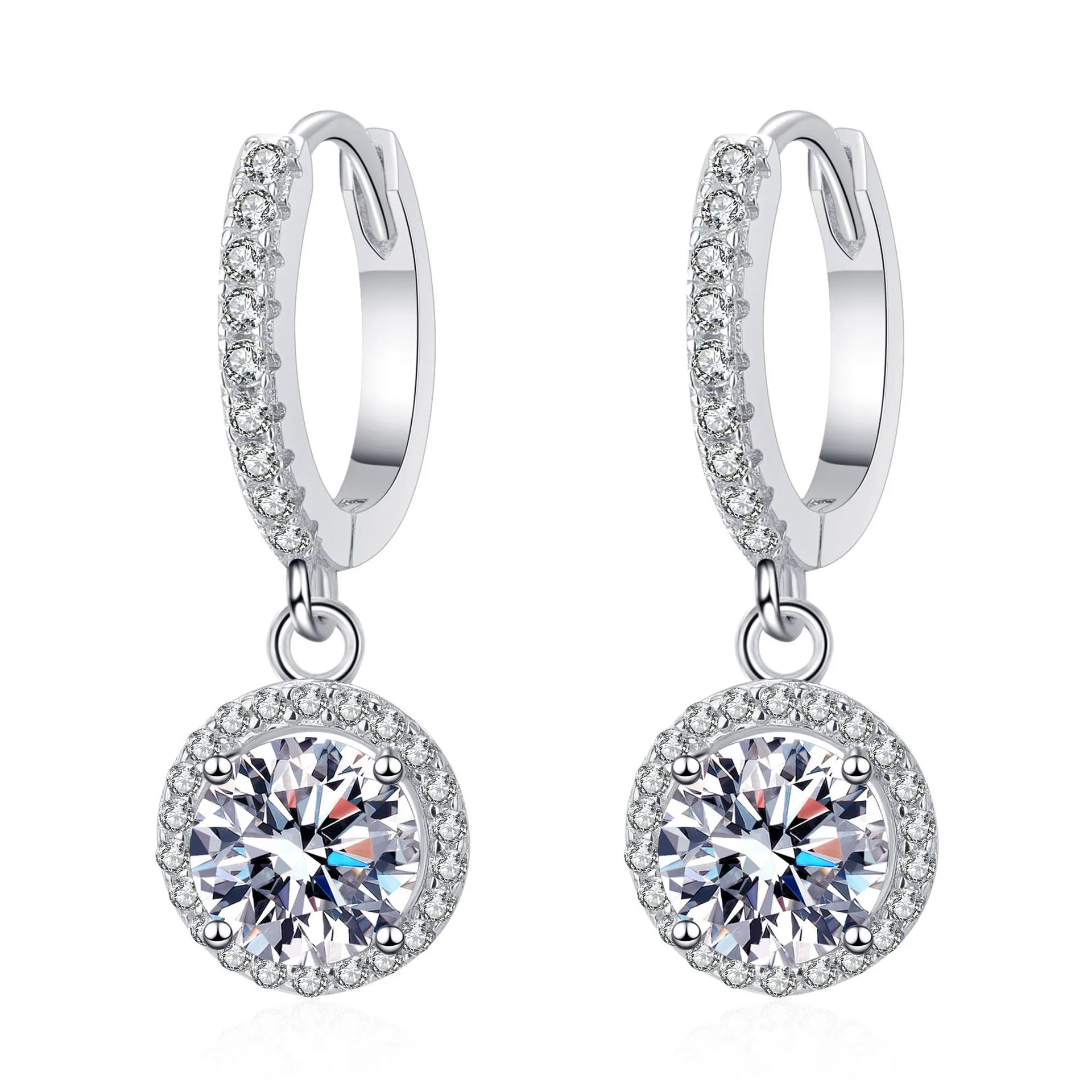 6.5mm 2cttw D Color Moissanite Earring 100% S925 Sterling Sliver Earrings for Women Wedding Engagement Fine Jewelry Gift