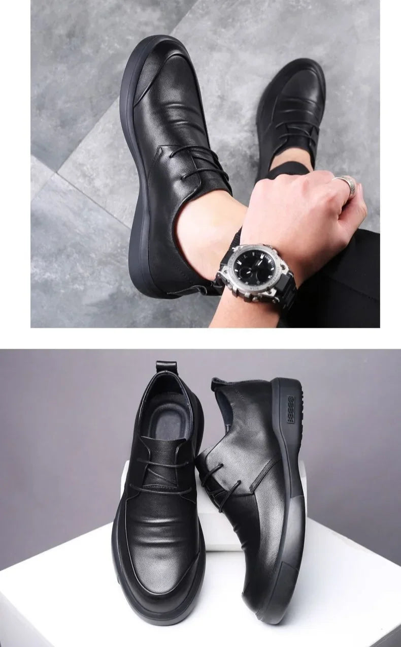 Social Shoe Male Spring Autumn Men's Formal Shoes Casual Business Cowhide 2025 Trend Black Official Cheap Clearance Footwear New