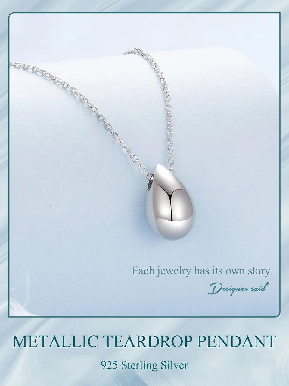Solid 925 Sterling Silver Dainty Pear Pendant Necklace for Women, White Gold Plated Teardrop Pendant Necklaces